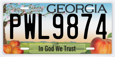 GA license plate PWL9874