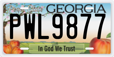 GA license plate PWL9877