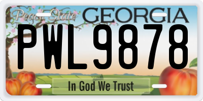 GA license plate PWL9878