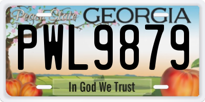 GA license plate PWL9879