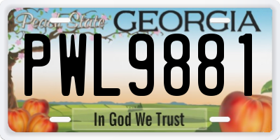 GA license plate PWL9881