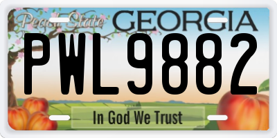 GA license plate PWL9882