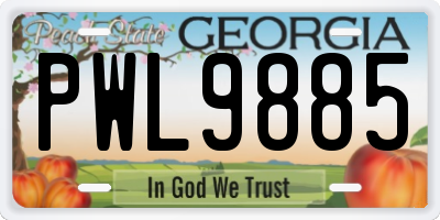 GA license plate PWL9885