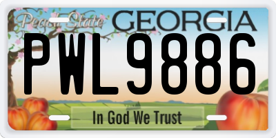 GA license plate PWL9886