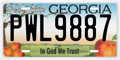 GA license plate PWL9887