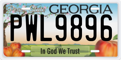 GA license plate PWL9896