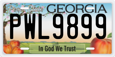 GA license plate PWL9899