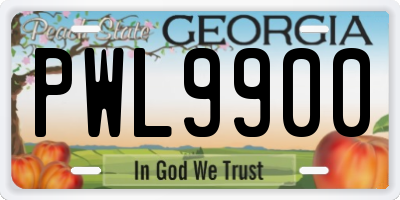 GA license plate PWL9900