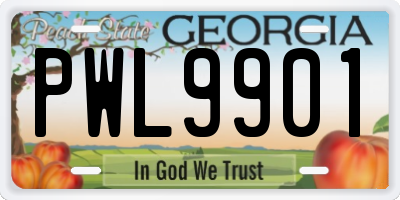 GA license plate PWL9901