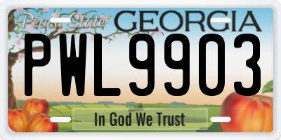 GA license plate PWL9903