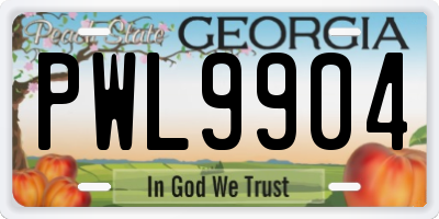 GA license plate PWL9904