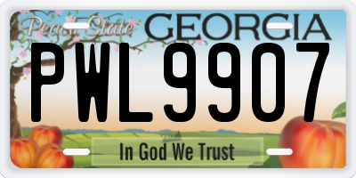 GA license plate PWL9907