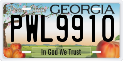 GA license plate PWL9910
