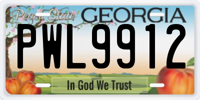 GA license plate PWL9912
