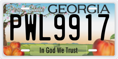 GA license plate PWL9917