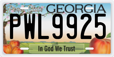 GA license plate PWL9925