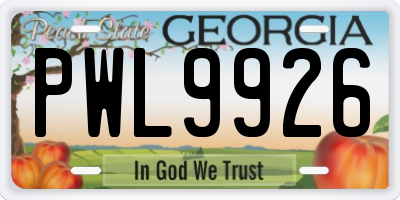 GA license plate PWL9926