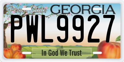 GA license plate PWL9927