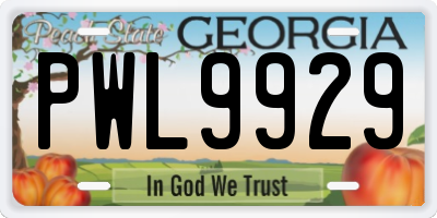 GA license plate PWL9929