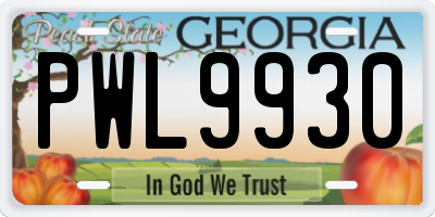 GA license plate PWL9930