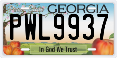 GA license plate PWL9937