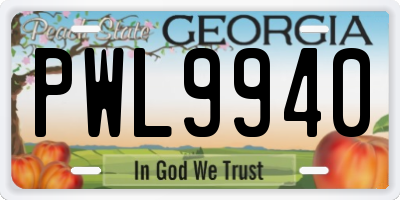 GA license plate PWL9940