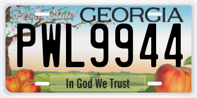 GA license plate PWL9944