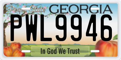 GA license plate PWL9946