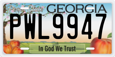 GA license plate PWL9947
