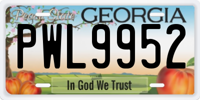 GA license plate PWL9952