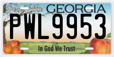 GA license plate PWL9953