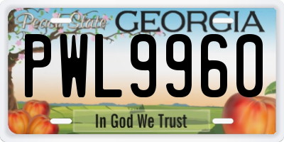 GA license plate PWL9960
