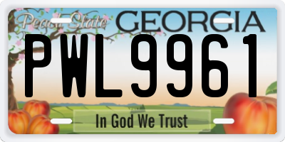 GA license plate PWL9961