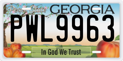 GA license plate PWL9963