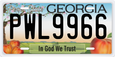 GA license plate PWL9966