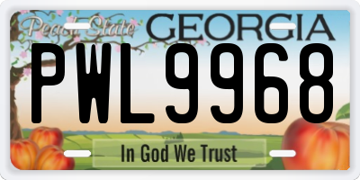 GA license plate PWL9968