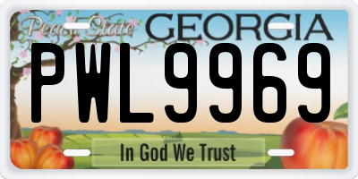 GA license plate PWL9969