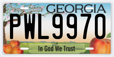 GA license plate PWL9970