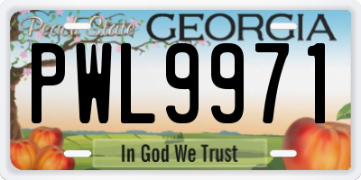 GA license plate PWL9971