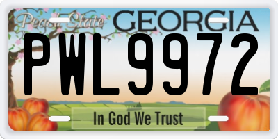 GA license plate PWL9972
