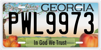 GA license plate PWL9973
