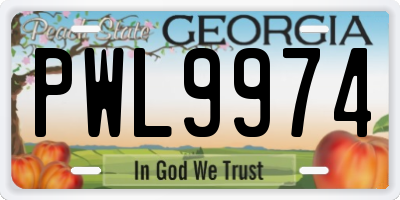 GA license plate PWL9974