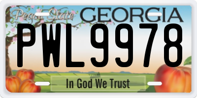 GA license plate PWL9978