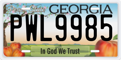 GA license plate PWL9985