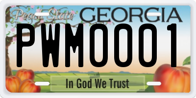 GA license plate PWM0001