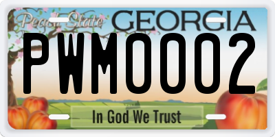 GA license plate PWM0002