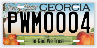 GA license plate PWM0004
