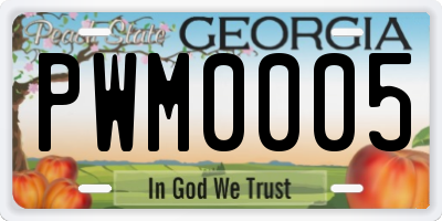 GA license plate PWM0005