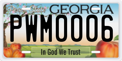 GA license plate PWM0006