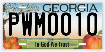 GA license plate PWM0010
